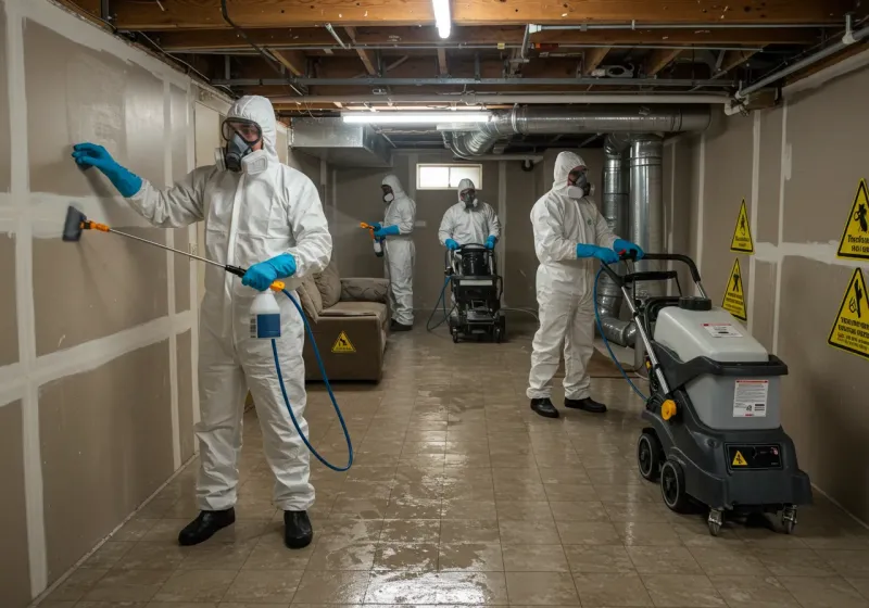 Basement Moisture Removal and Structural Drying process in Richmond, MI